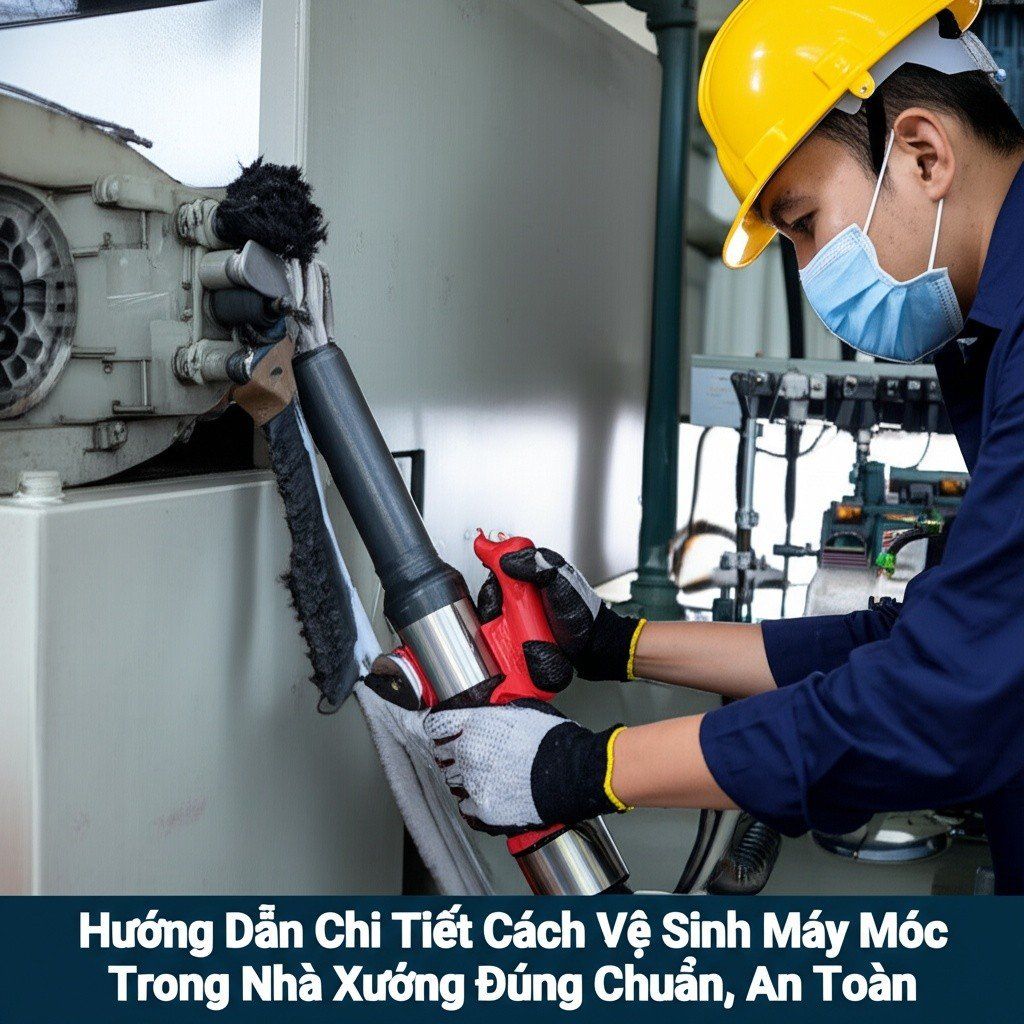 Hình minh họa cho bài viết: Hướng Dẫn Chi Tiết Cách Vệ Sinh Máy Móc Trong Nhà Xưởng Đúng Chuẩn, An Toàn